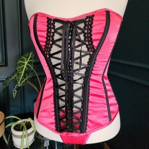 Shirley of Hollywood Bright Pink Corset Lingerie Set